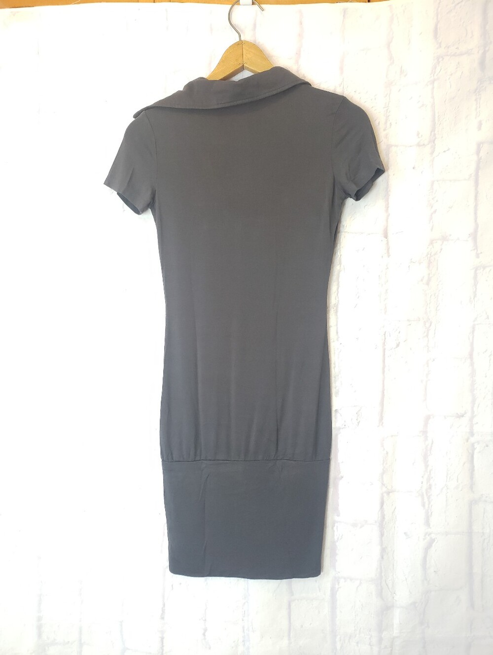 PATTYBOUTIK Charcoal Gray Polo Style Bodycon Mini Dress Small - Picture 5 of 6